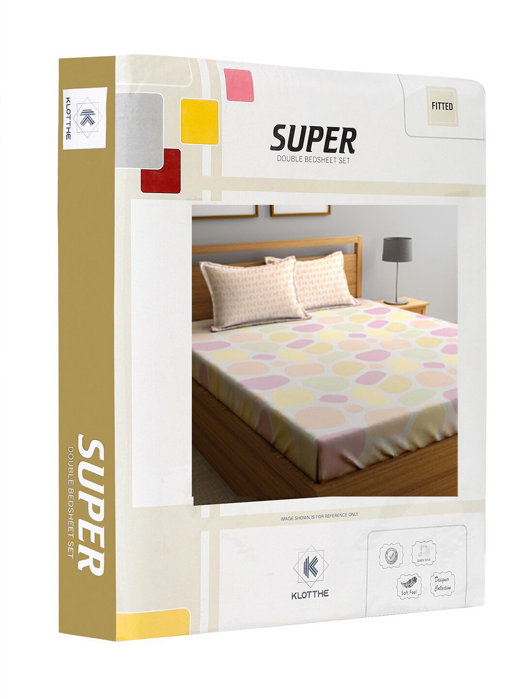 KLOTTHE Beige & Pink Printed 300TC Fitted Double King Bedsheet With 2 Pillow Covers