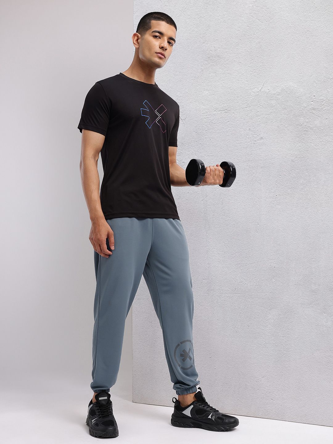 HRX by Hrithik Roshan Men Brand Logo Print Mid-Rise Rapid-Dry Training Joggers