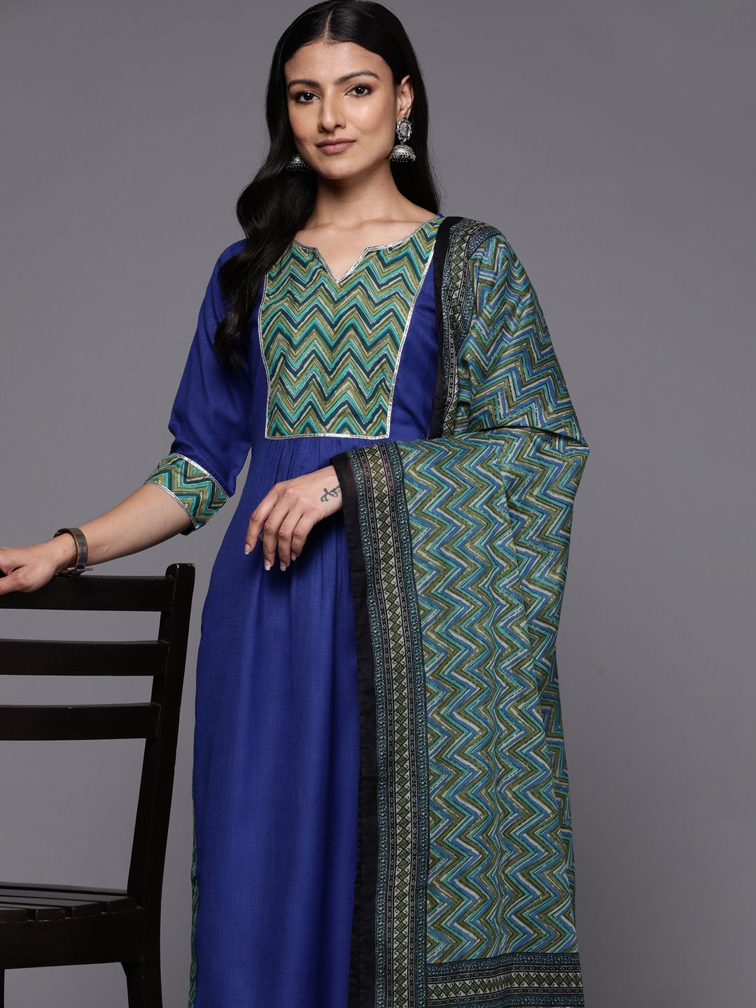 Libas Yoke Design Gotta Patti Kurta with Trousers & With Dupatta