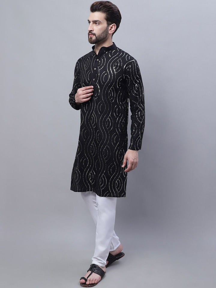 SOJANYA Embroidered Sequined Pure Cotton Kurta With Churidar With Nehru Jacket