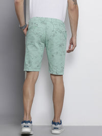 The Indian Garage Co Men Pastel Green Printed Slim Fit Cotton Chino Shorts