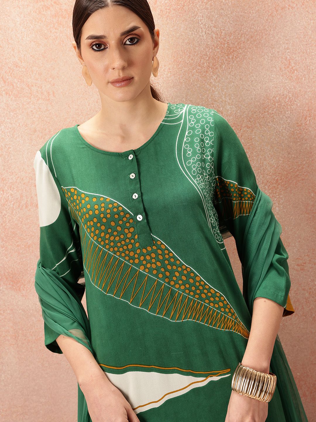 all about you Printed Regular Kurta With Palazzos & Dupatta