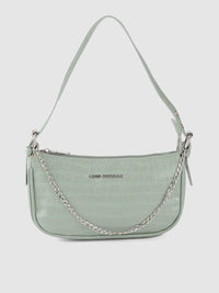 Lino Perros Mint Green Croc Textured Baguette Bag