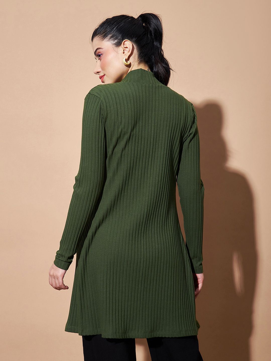 Sassafras Asas Wanita Ribbed Longline Front Open Shrug