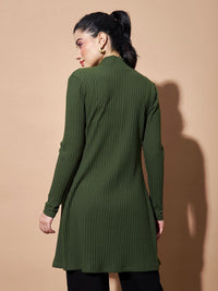 Sassafras Asas Wanita Ribbed Longline Front Open Shrug