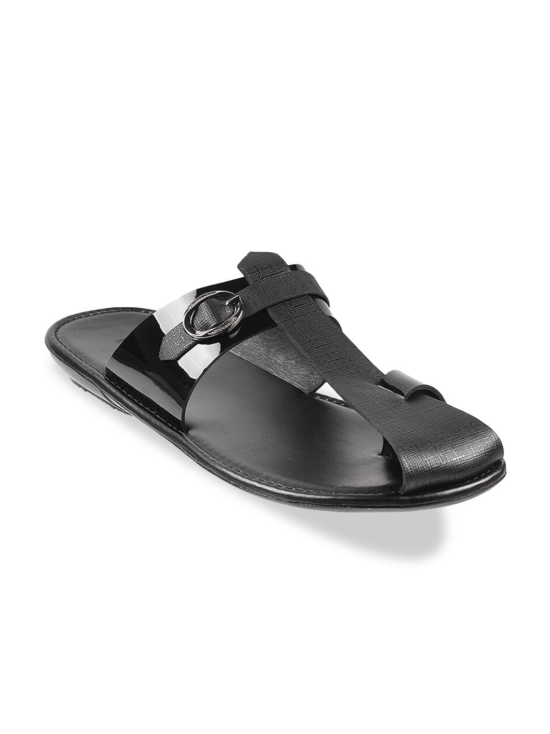 Mochi Men Open One Toe Comfort Sandals With Buckle Detail