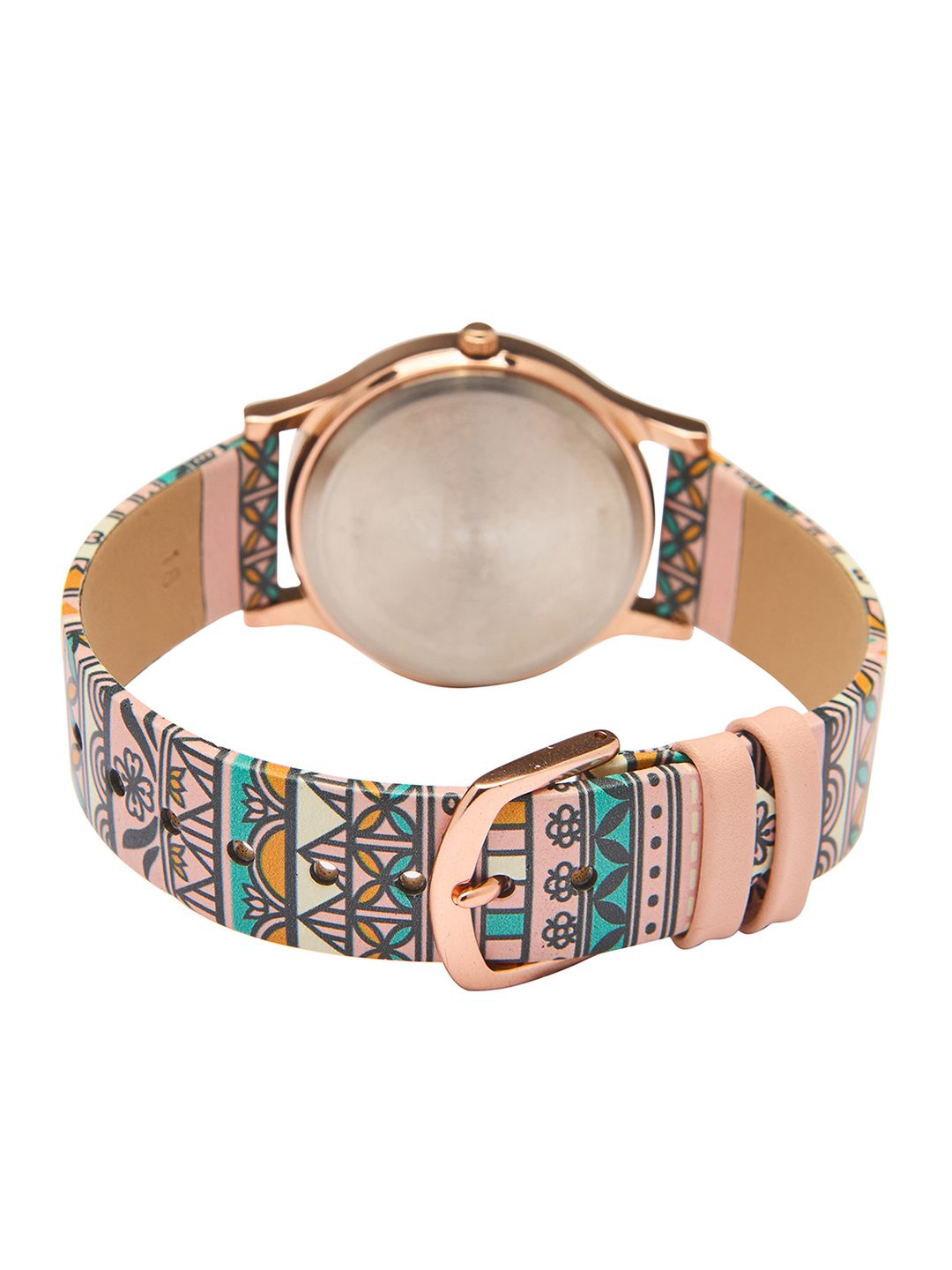 TEAL BY CHUMBAK Women Brass Printed Dial & Leather Bracelet Style Straps Analogue Watch 8907605119088