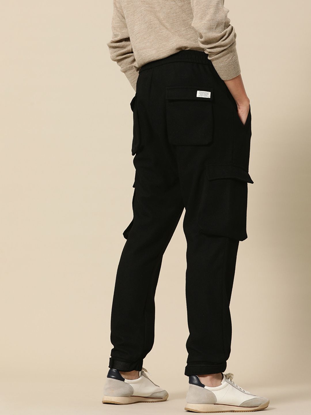 Mr Bowerbird Men Black Solid Liberal Fir Pleated Cargos