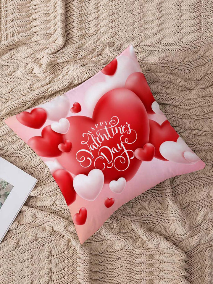 STITCHNEST White & Red Square Cushion Cover