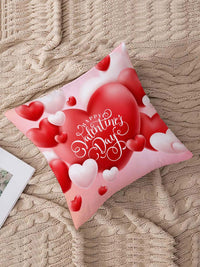 STITCHNEST White & Red Square Cushion Cover