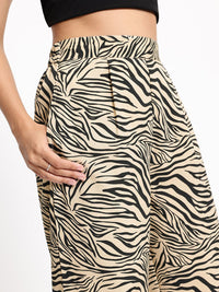 DressBerry Women Exotic Edge Animal Print Flared Trousers