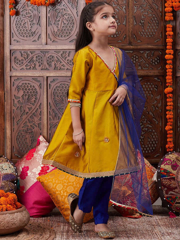 pspeaches Girls Gotta Patti Angrakha Kurta & Salwar With Dupatta