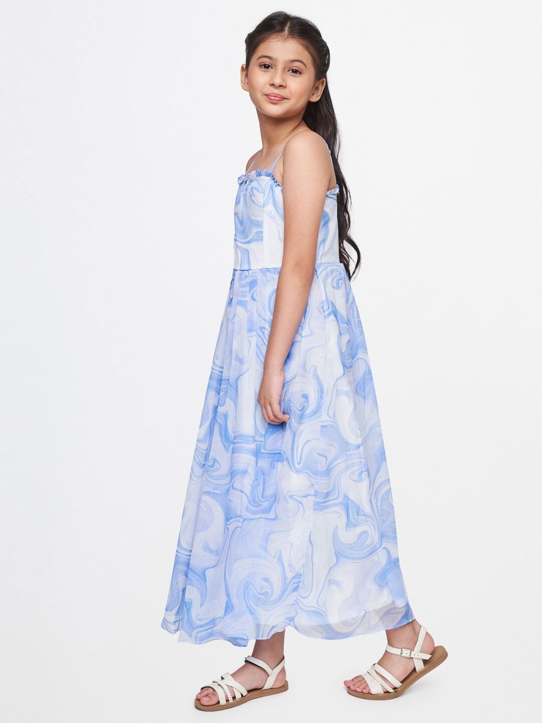 AND White & Blue Fit & Flare Maxi Dress