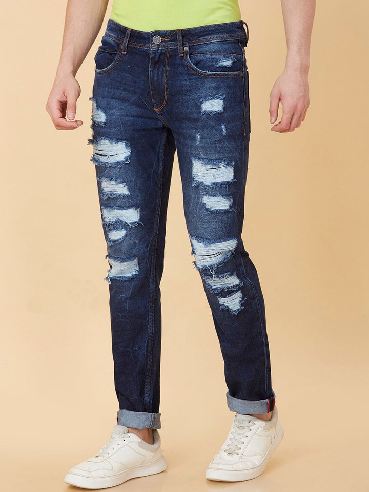 Being Human Men Slim Fit Highly Distressed Heavy Fade Stretchable Jeans
