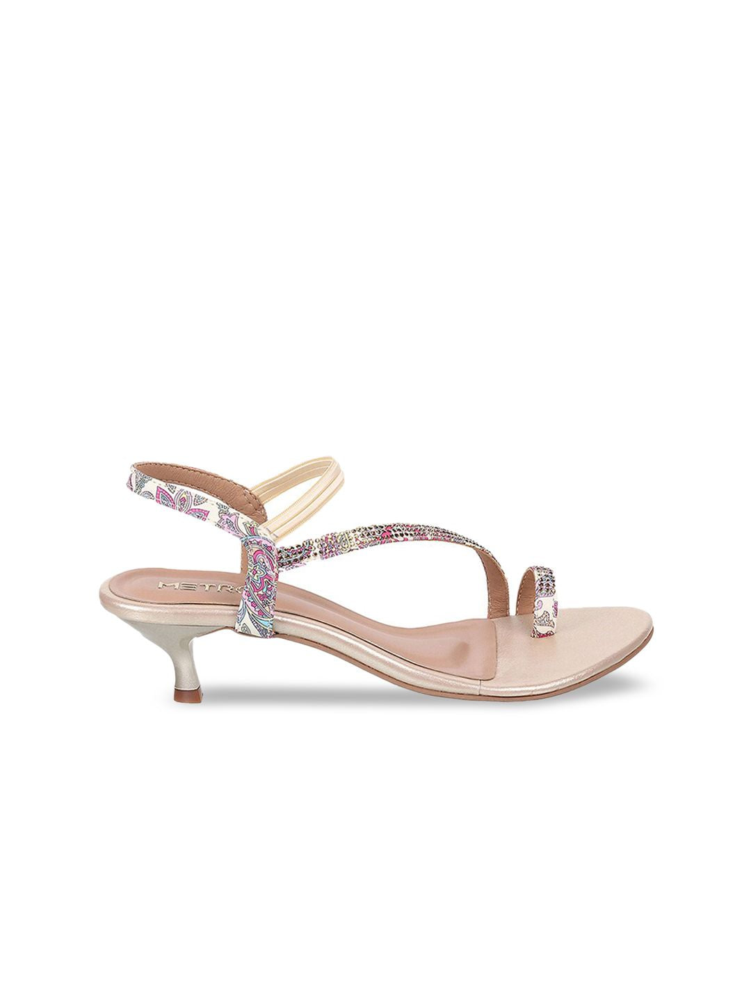 Metro Embellished One Toe Kitten Heels With Backstrap
