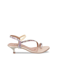 Metro Embellished One Toe Kitten Heels With Backstrap