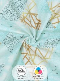 Story@home Aqua Blue 180 TC Abstract Queen Fitted Bedsheet With 2 Pillow Covers