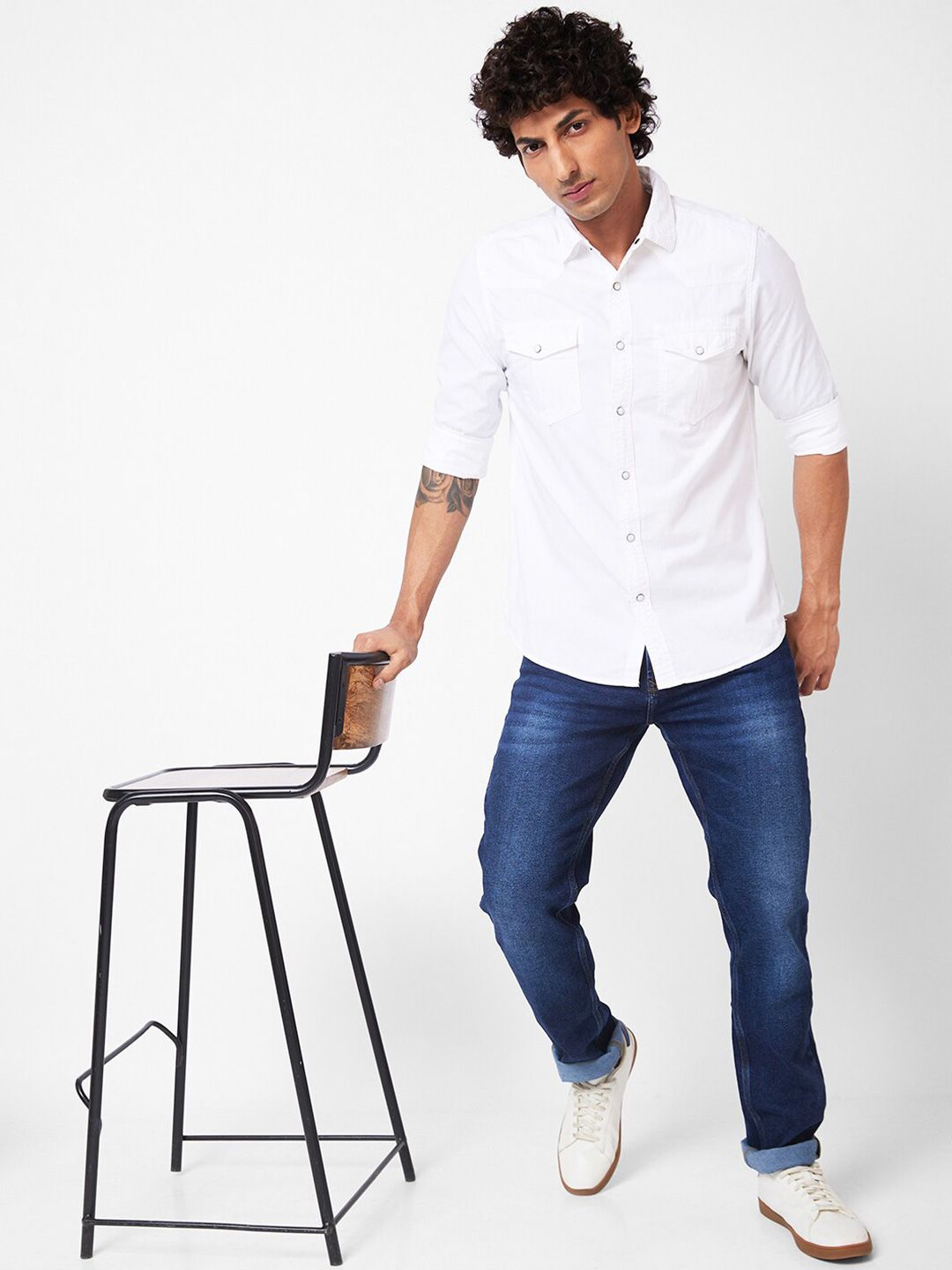 SPYKAR Slim Fit Spread Collar Casual Shirt