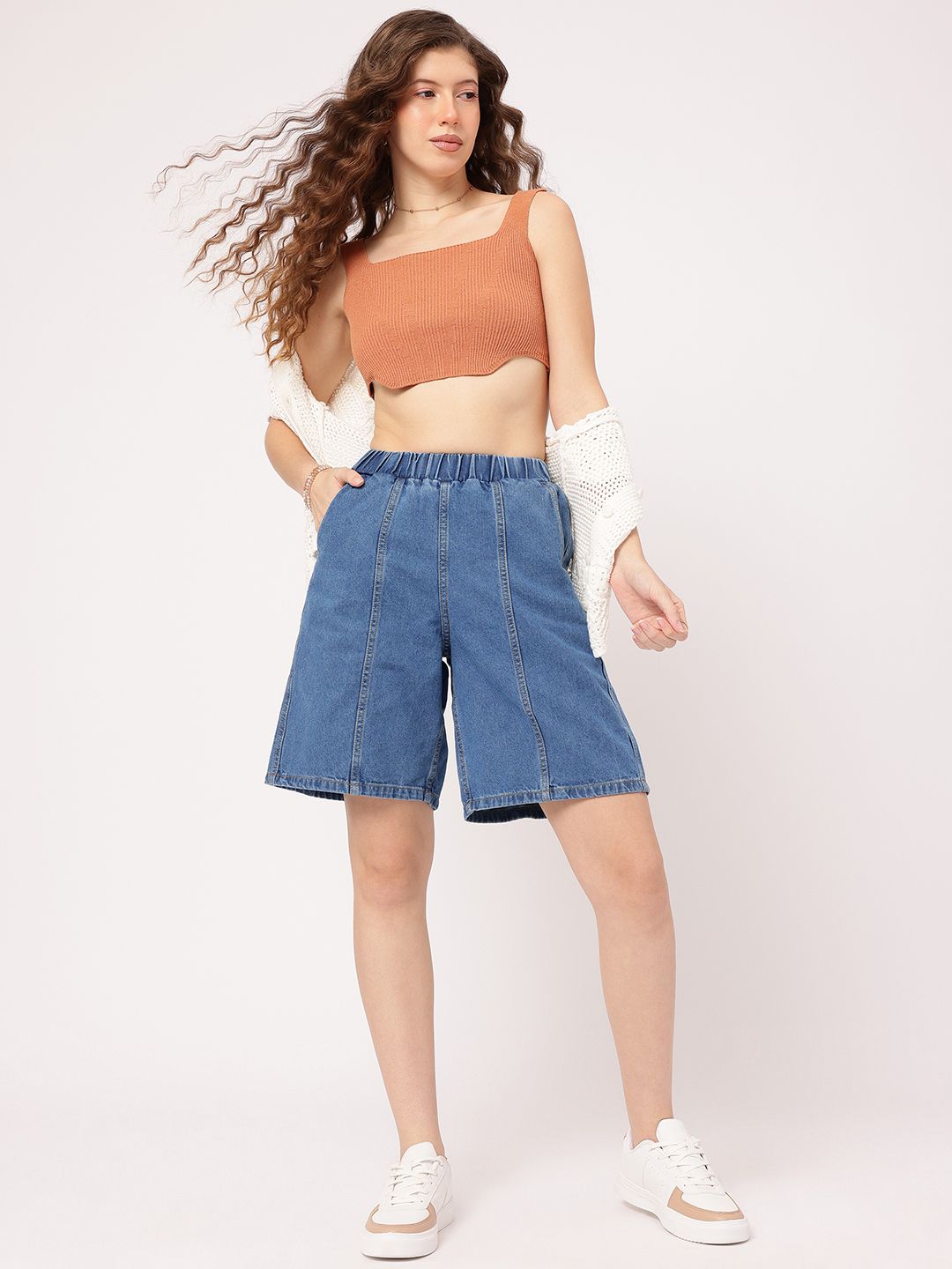 DressBerry Women Elevated Basics Denim Bermuda Shorts