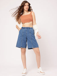 DressBerry Women Elevated Basics Denim Bermuda Shorts
