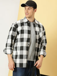 Thomas Scott Smart Buffalo Checked Cotton Oversized Casual Shacket