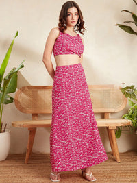 Berrylush Floral Printed Top With Maxi Skirt