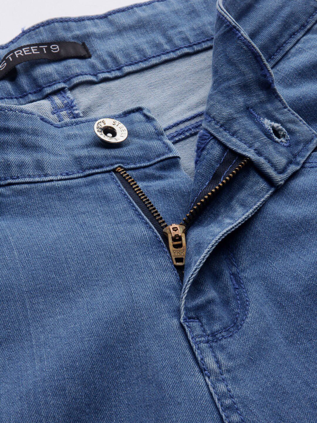 STREET 9 Women Blue Skinny Fit Mid-Rise Highly Distressed Stretchable Jeans