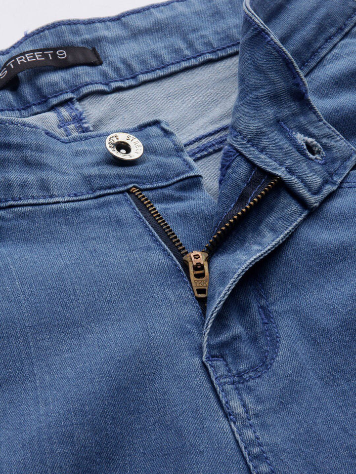 STREET 9 Women Blue Skinny Fit Mid-Rise Highly Distressed Stretchable Jeans