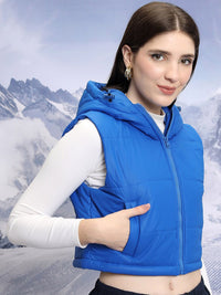 Tokyo Talkies Sleeveless Cropped Hooded Puffer Jacket