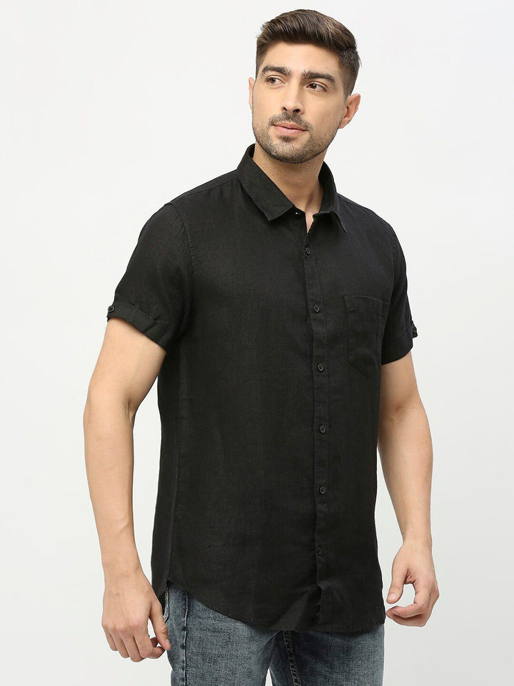 SPYKAR Spread Collar Linen Casual Shirt