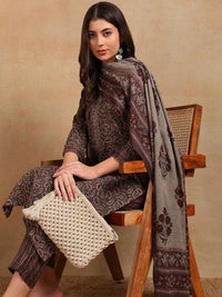 KALINI Floral Printed Straight Kurta with Trousers & Dupatta