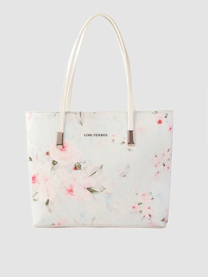 Lino Perros Women Blue & Pink Floral Print Structured Laptop Bag