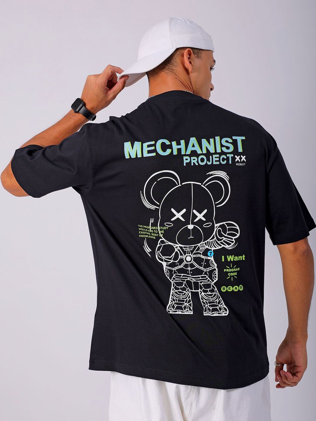 The Indian Garage Co Men Back Printed Boxy Oversized Round Neck T-shirt