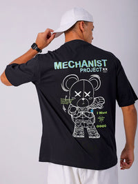 The Indian Garage Co Men Back Printed Boxy Oversized Round Neck T-shirt