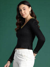 DressBerry Contrast Neck Acrylic Pullover