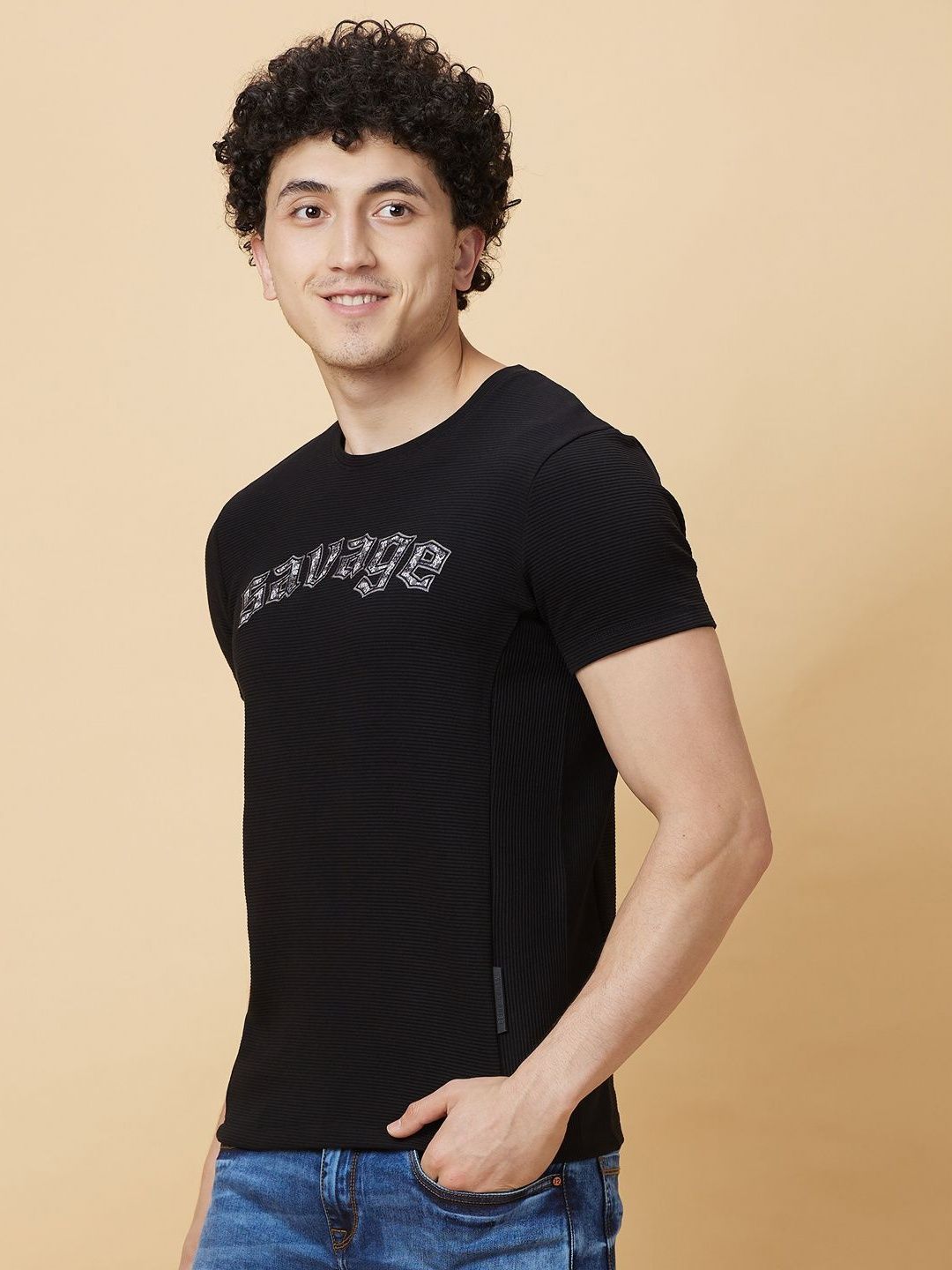 Being Human Men Typography Applique T-shirt