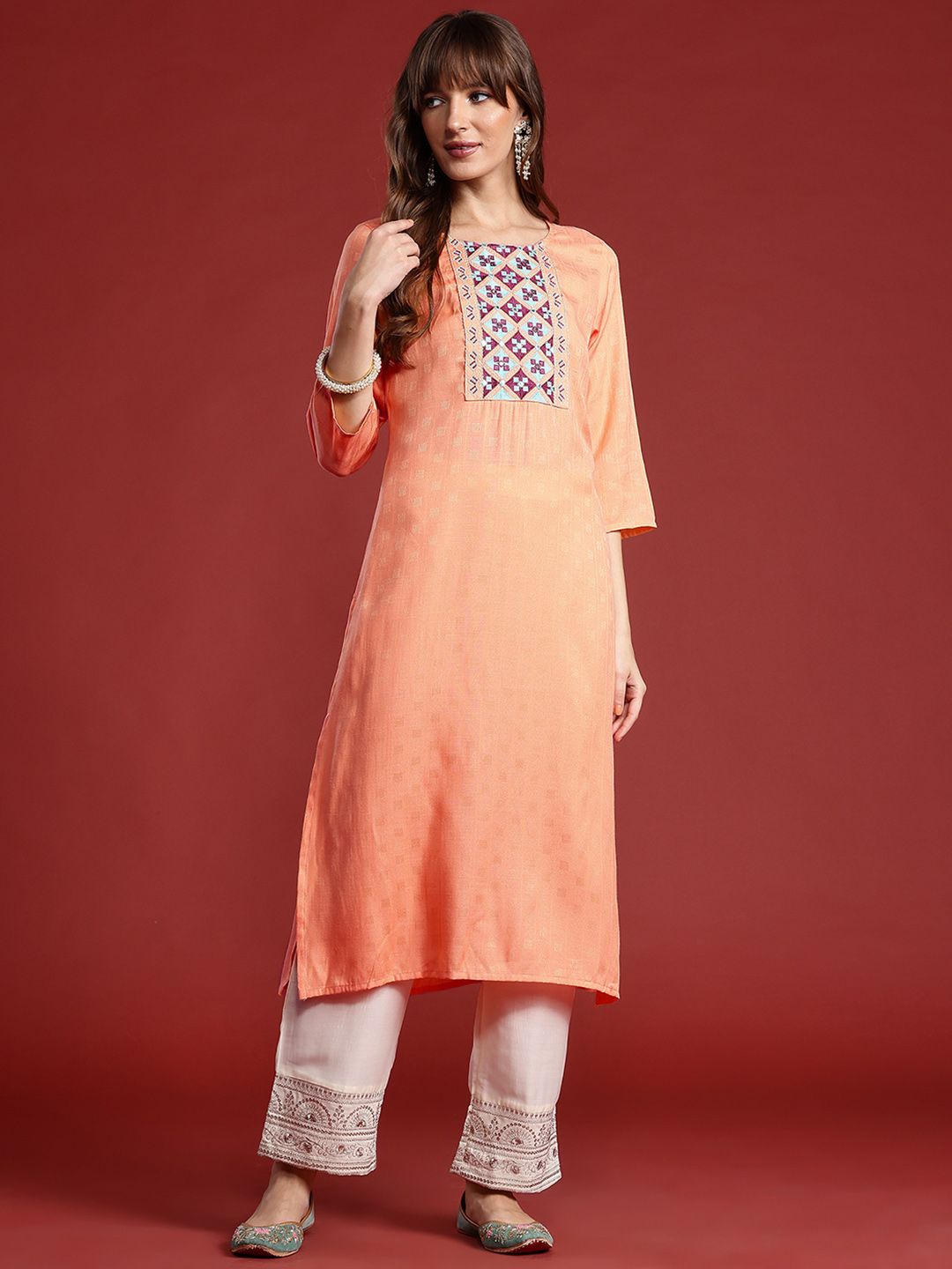 Anouk Geometric Embroidered Kurta