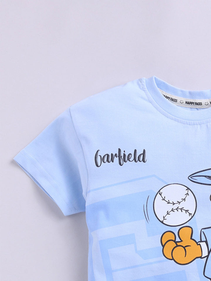 Happy Faces Kids Boys Garfield Printed Pure Cotton T-Shirt