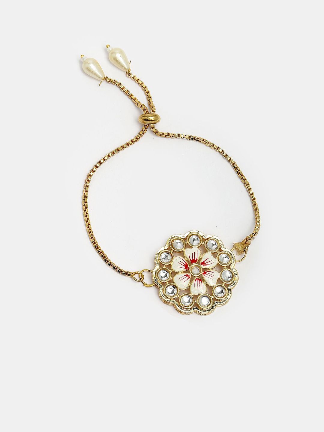 NVR Set of 2 Kundan-Studded Bhaiya Bhabhi Rakhi Set With Roli Chawal