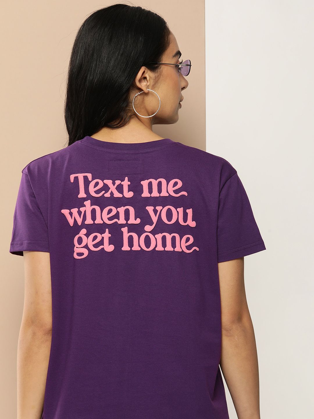 Difference of Opinion Women Typography Printed Embossed Oversized T-shirt