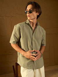 Dennison Men Drop Shoulder Oversized Textured Shirt
