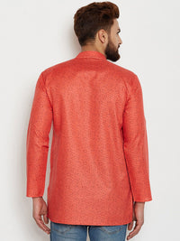 SOJANYA Men Orange Printed Straight Kurta