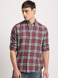 THE BEAR HOUSE Men Checked Slim Fit Button-Down Collar Casual Shirt