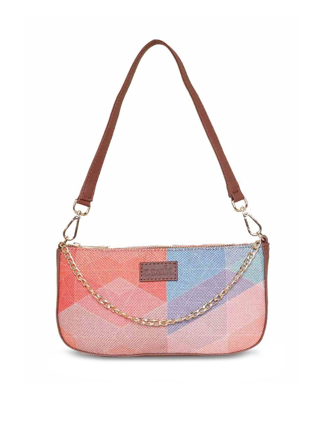 ZOUK Printed Structured Baguette Bag Handbags