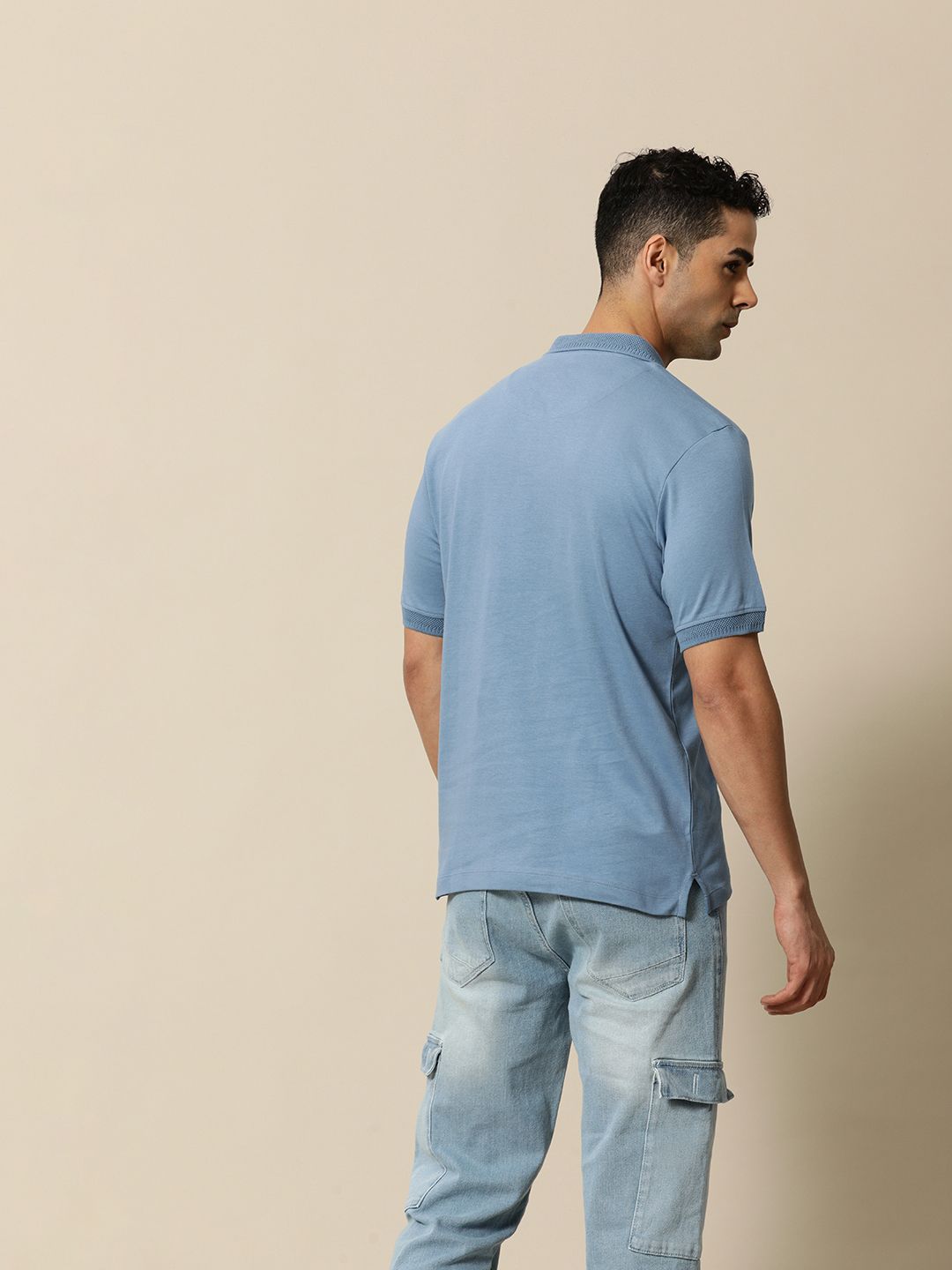 Mr Bowerbird Solid Tailored Fit Polo Collar Pure Cotton T-shirt