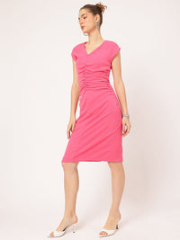 Dressberry Barbie Finds Ruched V-Neck Sheath Dress