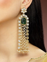 KARATCART Gold-Plated Kundan-Studded Drop Earrings