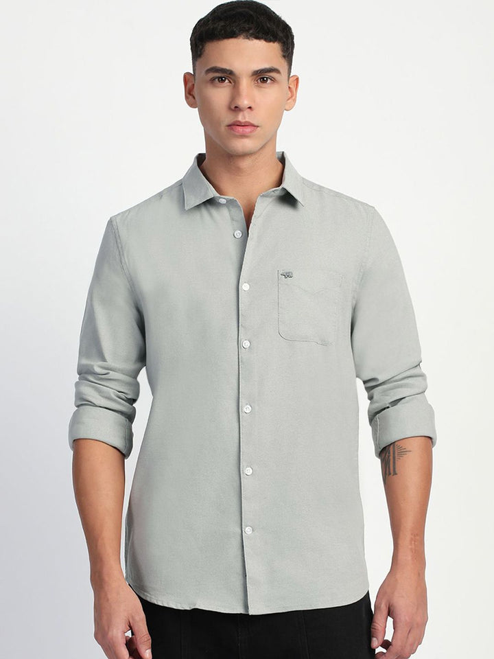 THE BEAR HOUSE Men Slim Fit Opaque Solid Casual Shirt