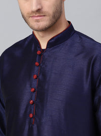 SOJANYA Men Navy Blue Solid Straight Kurta