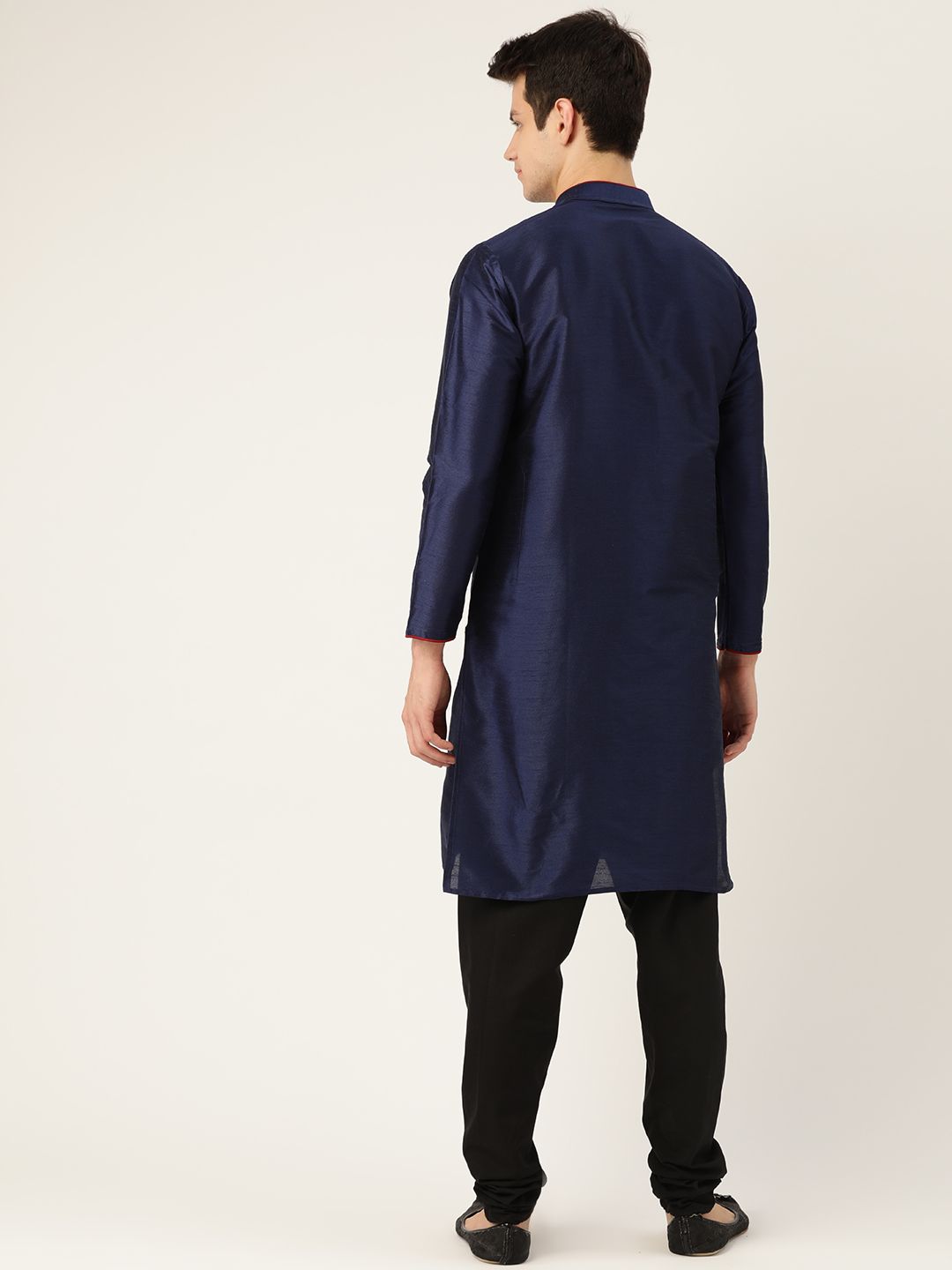 SOJANYA Lelaki Navy Blue Solid Kurta Lurus